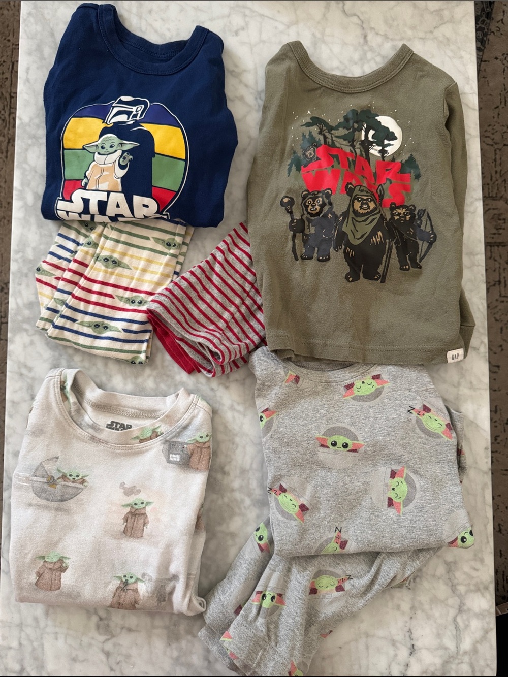 GAP Pottery Barn Kids toddler Star Wars Grogu Ewok Pajama PJ Set - set of 3